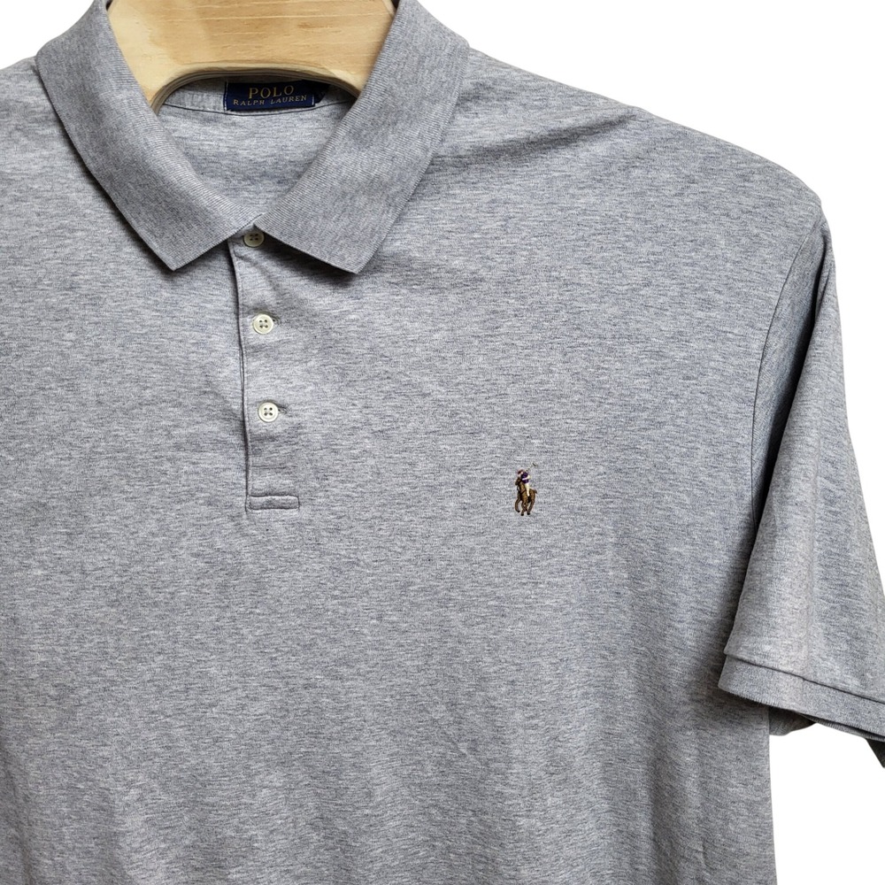 Polo Ralph Lauren Men's Size 3XLT Grey Short Sleeve Polo Shirt Flesh Pony Logo‎